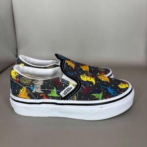 Vans Kids Slip On Dinosaur Triassic Burger Print Sneakers Size 10.5 Toddler